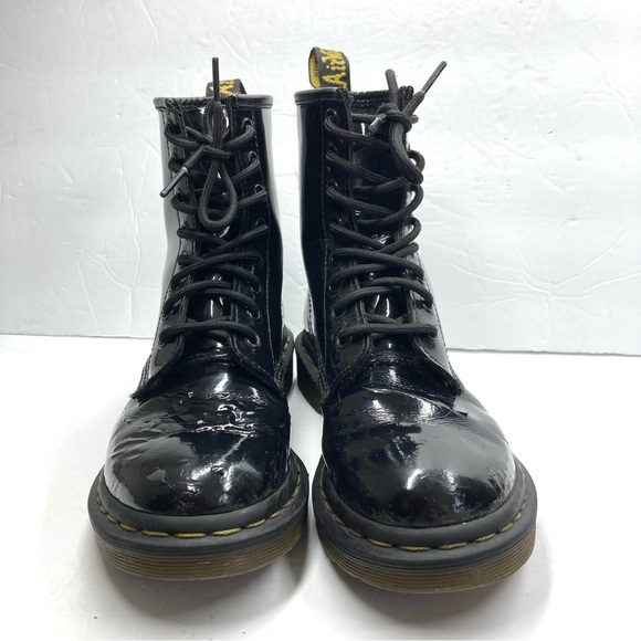 Dr. Martens Patent Leather Black Combat Boots Size 6 Air Wair Bouncing Soles - Picture 3 of 16